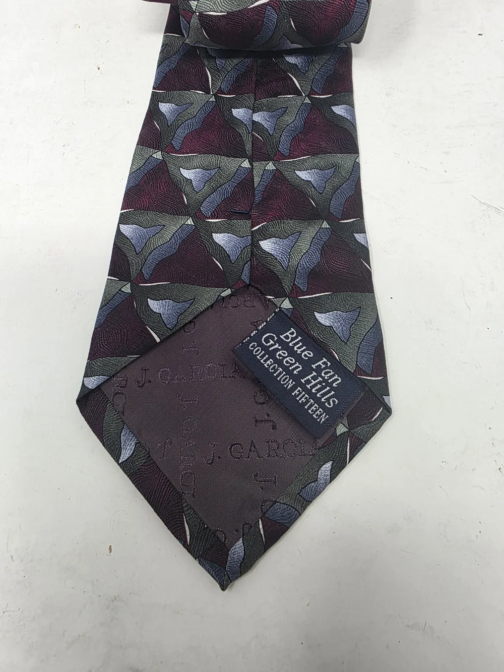 Vintage J Garcia Silk Tie Collection Fifteen Blue Fan Green Hills 1996